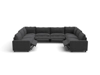 Modular Cero Electric Reclining Sectional | 8-Piece Grey Linen Grand Estate U-Shaped Sectionals 8-Seater