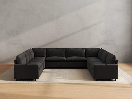 Modular Cero Reclining Sectionals | 8-Piece Grey Linen Grand Estate U-Shaped Sectionals 8-Seater