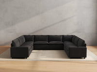 Modular Cero U Shaped Sectional Recliner | 8-Piece Grey Linen Grand Estate U-Shaped Sectionals 8-Seater