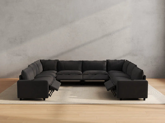 Modular Cero Reclining Sectionals | 8-Piece Grey Linen Grand Estate U-Shaped Sectionals 8-Seater