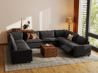 Modular Cero U Shaped Sectional Recliner | 8-Piece Grey Linen Grand Estate U-Shaped Sectionals 8-Seater