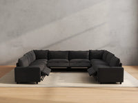 Modular Cero Electric Reclining Sectional | 8-Piece Grey Linen Grand Estate U-Shaped Sectionals 8-Seater