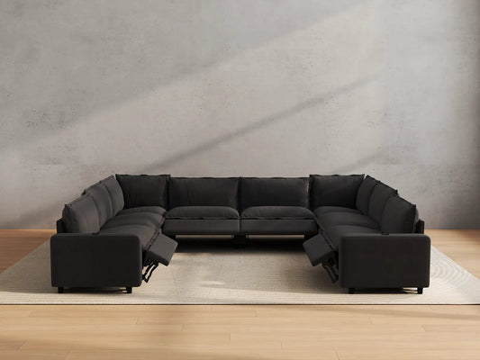 Modular Cero Reclining Sectionals | 8-Piece Grey Linen Grand Estate U-Shaped Sectionals 8-Seater