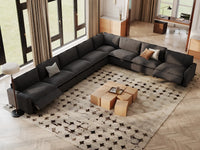 Modular Cero Reclining Sectionals | 8-Piece Grey Linen Grand Estate V-Shaped Sectionals 8-Seater