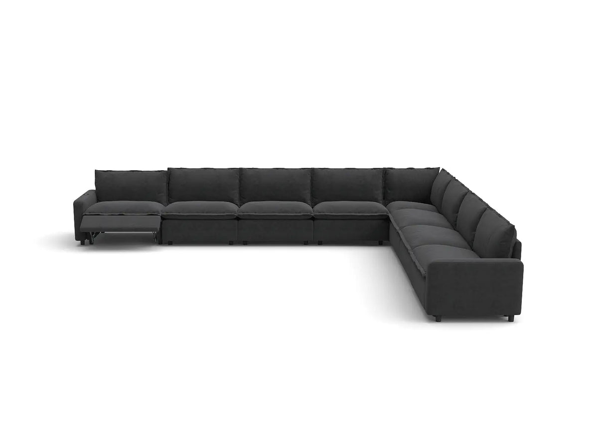 Modular Cero Reclining Sectionals | 8-Piece Grey Linen Grand Estate V-Shaped Sectionals 8-Seater