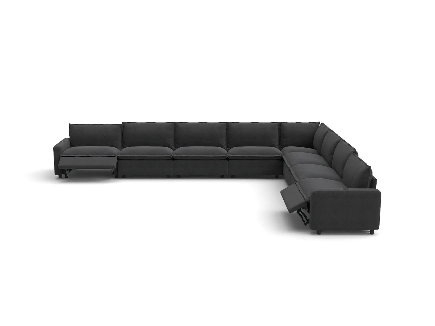 Modular Cero Reclining Sectionals | 8-Piece Grey Linen Grand Estate V-Shaped Sectionals 8-Seater