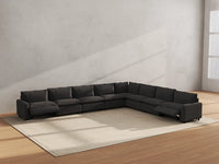 Modular Cero Reclining Sectionals | 8-Piece Grey Linen Grand Estate V-Shaped Sectionals 8-Seater