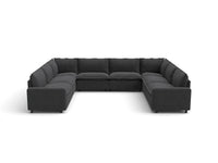 Modular Cero Sectional Couch and Recliner | 8-Piece Grey Linen Open Space U-Shaped Sectionals 8-Seater