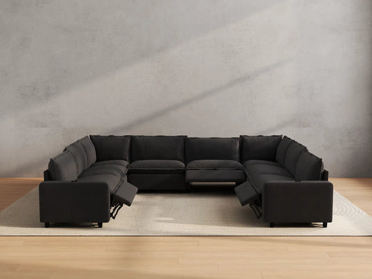Modular Cero Reclining Sectionals | 8-Piece Grey Linen Open Space U-Shaped Sectionals 8-Seater