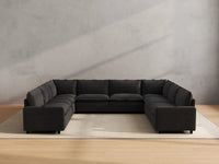 Modular Cero Sectional Couch and Recliner | 8-Piece Grey Linen Open Space U-Shaped Sectionals 8-Seater