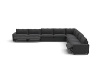 Modular Cero Reclining Sectionals | 8-Piece Grey Linen Open Space V-Shaped Sectionals 8-Seater