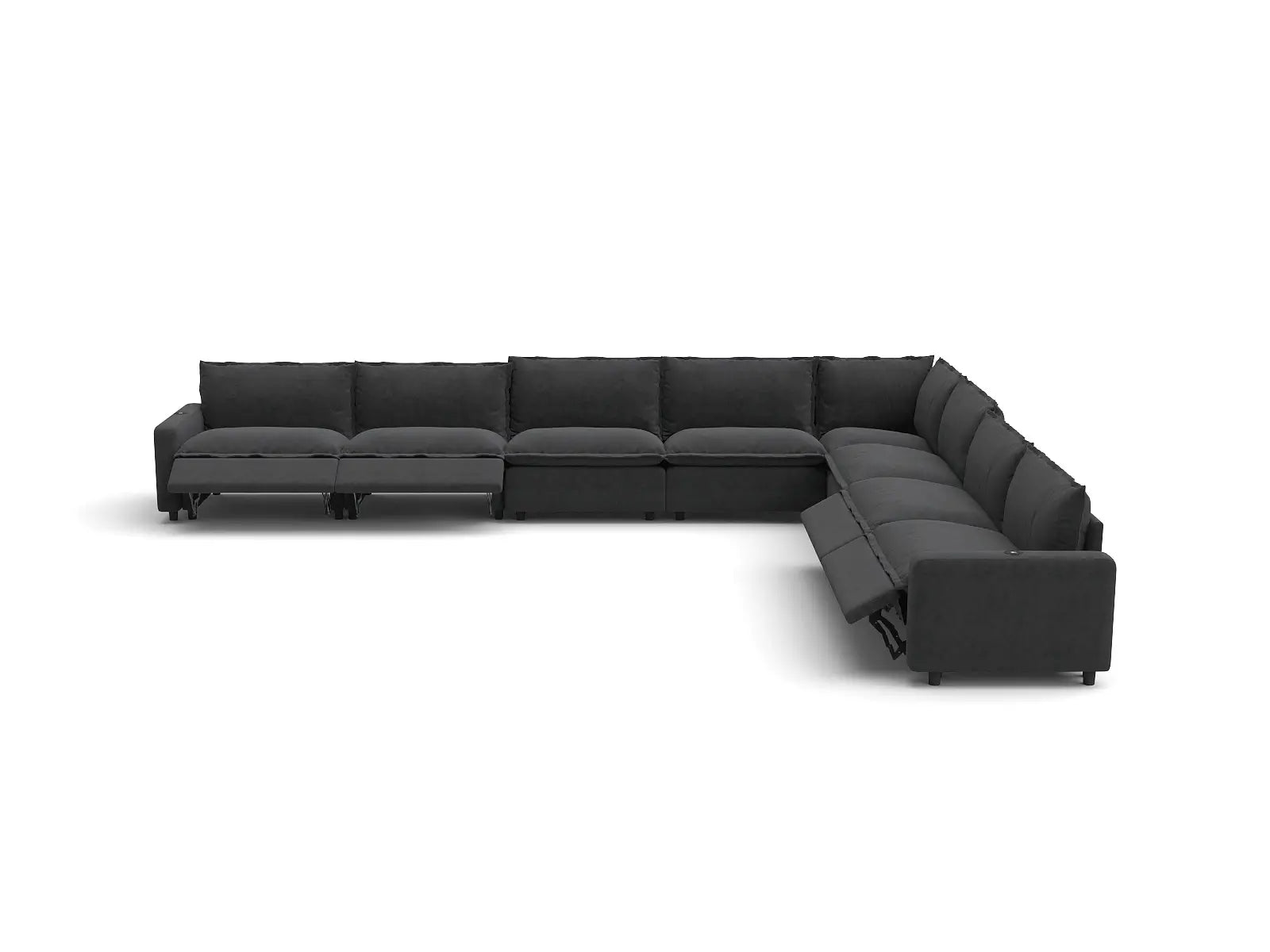 Modular Cero Modern Reclining Sectional | 8-Piece Grey Linen Open Space V-Shaped Sectionals 8-Seater