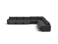 Modular Cero Reclining Sectionals | 8-Piece Grey Linen Open Space V-Shaped Sectionals 8-Seater