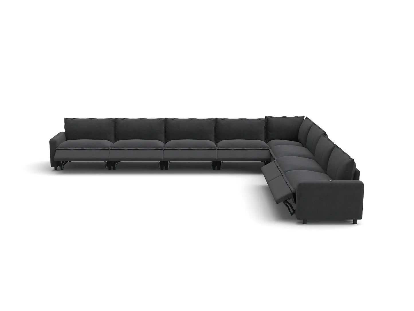 Modular Cero Reclining Sectionals | 8-Piece Grey Linen Open Space V-Shaped Sectionals 8-Seater