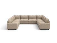 Modular Cero Power Recliner Sectional | 8-Piece Khaki Linen Grand Estate U-Shaped Sectionals 8-Seater