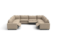 Modular Cero Sectional Reclining Couch | 8-Piece Khaki Linen Grand Estate U-Shaped Sectionals 8-Seater