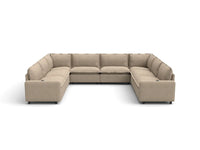 Modular Cero Sectional Reclining Couch | 8-Piece Khaki Linen Grand Estate U-Shaped Sectionals 8-Seater