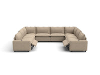 Modular Cero Sectional Reclining Sofa | 8-Piece Khaki Linen Grand Estate U-Shaped Sectionals 8-Seater