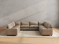 Modular Cero Sectional Reclining Couch | 8-Piece Khaki Linen Grand Estate U-Shaped Sectionals 8-Seater