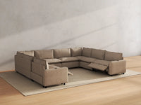 Modular Cero Sectional Reclining Sofa | 8-Piece Khaki Linen Grand Estate U-Shaped Sectionals 8-Seater