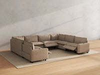 Modular Cero Sectional Reclining Couch | 8-Piece Khaki Linen Grand Estate U-Shaped Sectionals 8-Seater