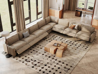 Modular Cero Reclining Sectionals | 8-Piece Khaki Linen Grand Estate V-Shaped Sectionals 8-Seater