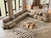 Modular Cero Reclining Sectionals | 8-Piece Khaki Linen Grand Estate V-Shaped Sectionals 8-Seater