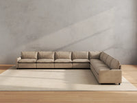 Modular Cero Reclining Sectionals | 8-Piece Khaki Linen Grand Estate V-Shaped Sectionals 8-Seater