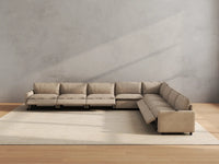 Modular Cero Reclining Sectionals | 8-Piece Khaki Linen Grand Estate V-Shaped Sectionals 8-Seater