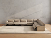 Modular Cero Reclining Sectionals | 8-Piece Khaki Linen Grand Estate V-Shaped Sectionals 8-Seater