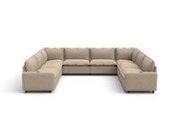 Modular Cero U Shaped Sectional Recliner | 8-Piece Khaki Linen Open Space U-Shaped Sectionals 8-Seater