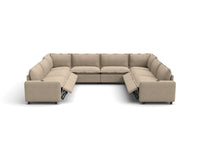 Modular Cero Reclining Sectionals | 8-Piece Khaki Linen Open Space U-Shaped Sectionals 8-Seater