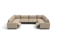 Modular Cero Reclining Sectionals | 8-Piece Khaki Linen Open Space U-Shaped Sectionals 8-Seater
