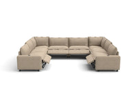 Modular Cero U Shaped Sectional Recliner | 8-Piece Khaki Linen Open Space U-Shaped Sectionals 8-Seater