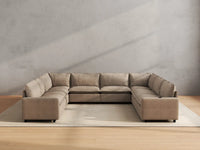Modular Cero U Shaped Reclining Sectional | 8-Piece Khaki Linen Open Space U-Shaped Sectionals 8-Seater