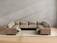 Modular Cero Reclining Sectionals | 8-Piece Khaki Linen Open Space U-Shaped Sectionals 8-Seater