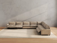 Modular Cero Reclining Sectionals | 8-Piece Khaki Linen Open Space V-Shaped Sectionals 8-Seater