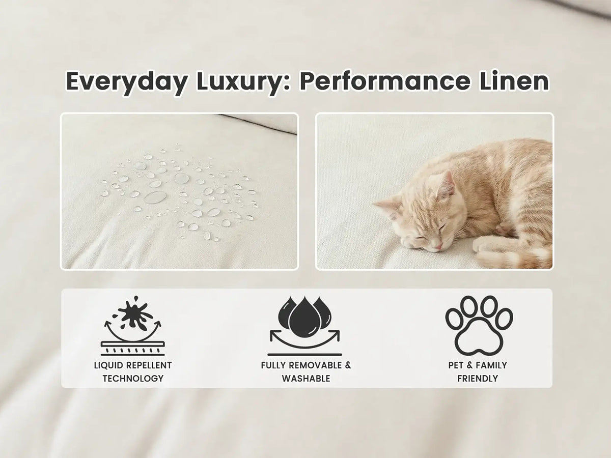 Modular Cero Reclining Sectionals | 5-Piece Beige Linen Luxury Villa U-Shaped Sectionals 5-Seater