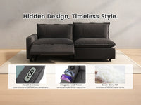 Modular Cero Power Reclining Sectional Couch | 3-Piece Grey Linen Home Living Couch Sectionals 3-Seater