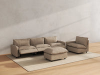 Modular Cero Reclining Sectionals | 5-Piece Khaki Linen Large Space Sofa Sets 4-Seater with 1-Ottoman