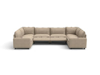 Modular Cero Reclining Sectionals | 6-Piece Khaki Linen Large Space U-Shaped Sectionals 6-Seater