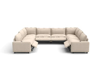 Modular Cero Modern Reclining Sectional | 8-Piece Beige Linen Grand Estate U-Shaped Sectionals 8-Seater