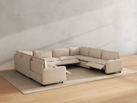 Modular Cero Modern Reclining Sectional | 8-Piece Beige Linen Grand Estate U-Shaped Sectionals 8-Seater