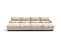 Modular Cero Reclining Sectionals | 8-Piece Beige Linen Open Plan Pit Sectionals 4-Seater with 4-Ottomans