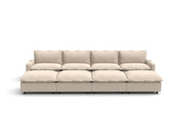 Modular Cero Reclining Sectionals | 8-Piece Beige Linen Open Plan Pit Sectionals 4-Seater with 4-Ottomans