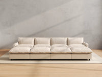 Modular Cero Reclining Sectionals | 8-Piece Beige Linen Open Plan Pit Sectionals 4-Seater with 4-Ottomans