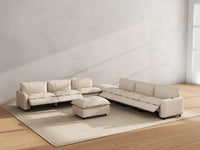 Modular Cero Reclining Sectionals | 8-Piece Beige Linen Open Plan Sofa Sets 6-Seater with 2-Ottomans