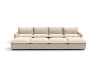 Modular Cero Reclining Sectionals | 8-Piece Beige Linen Open Space Pit Sectionals 4-Seater with 4-Ottomans