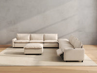 Modular Cero Reclining Sectionals | 8-Piece Beige Linen Open Space Sofa Sets 6-Seater with 2-Ottomans