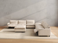 Modular Cero Reclining Sectionals | 8-Piece Beige Linen Open Space Sofa Sets 6-Seater with 2-Ottomans